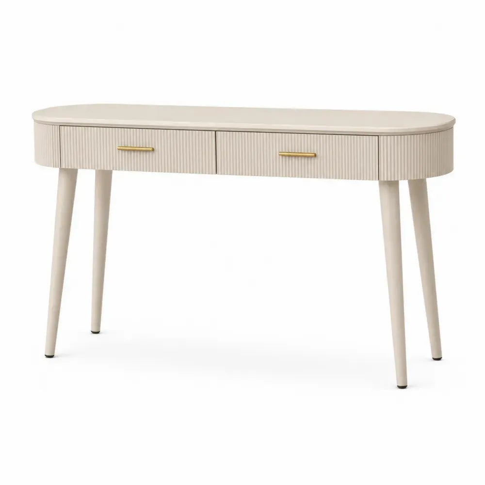 Ovaler Konsolentisch Beige 120 cm MDF Metall
