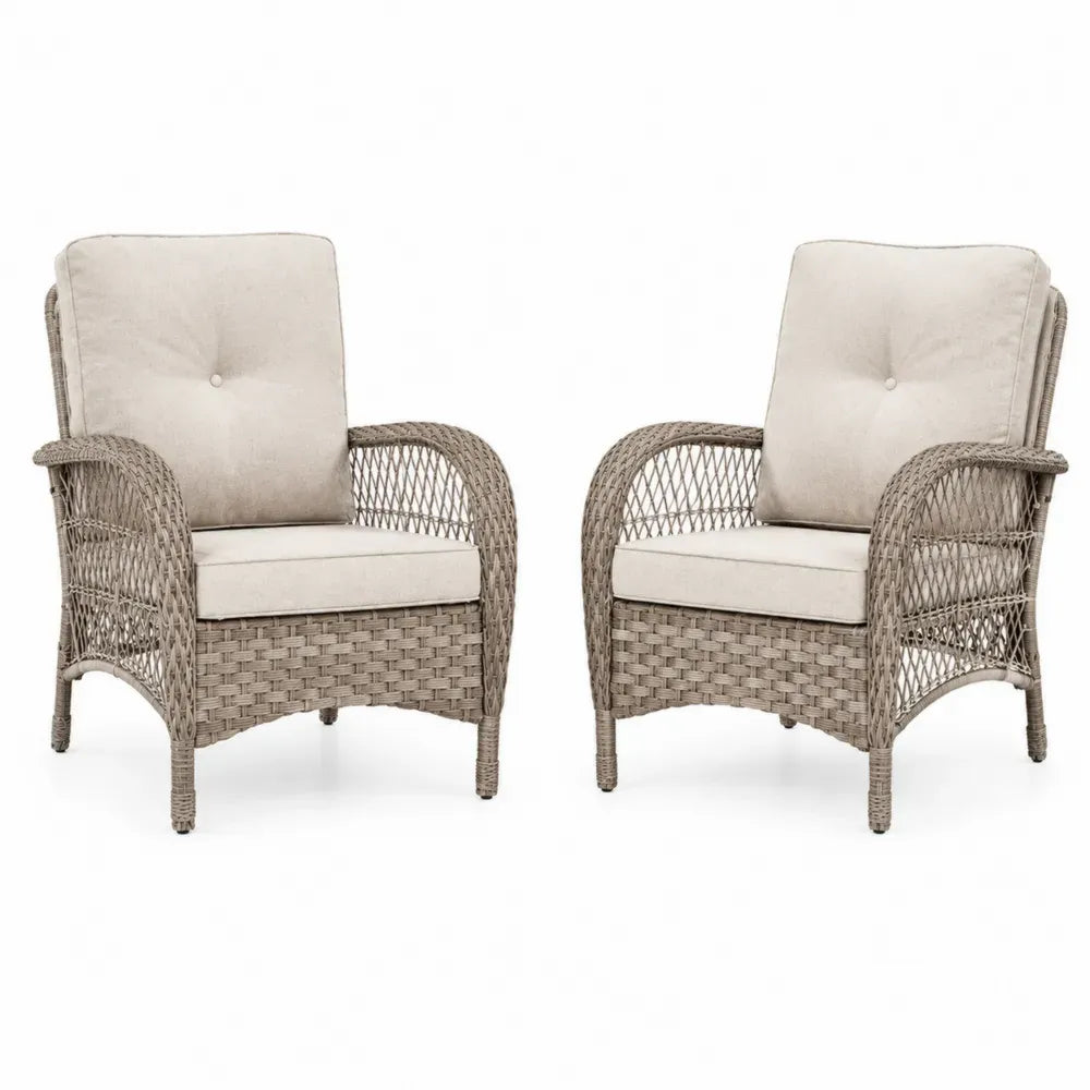 Outdoor-Stuhl-Set 2 Stück Polyrattan Hellbraun