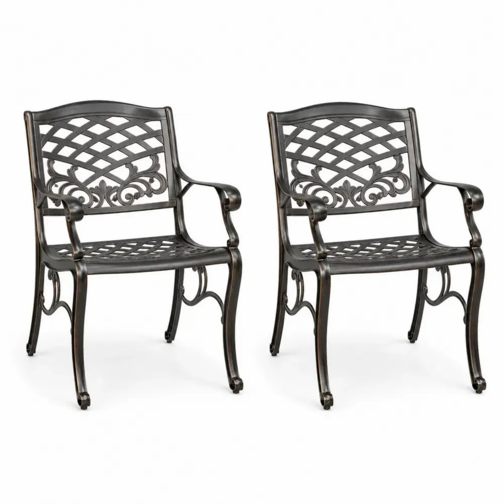 2er Set Gartenstühle aus Aluminium in Bronze
