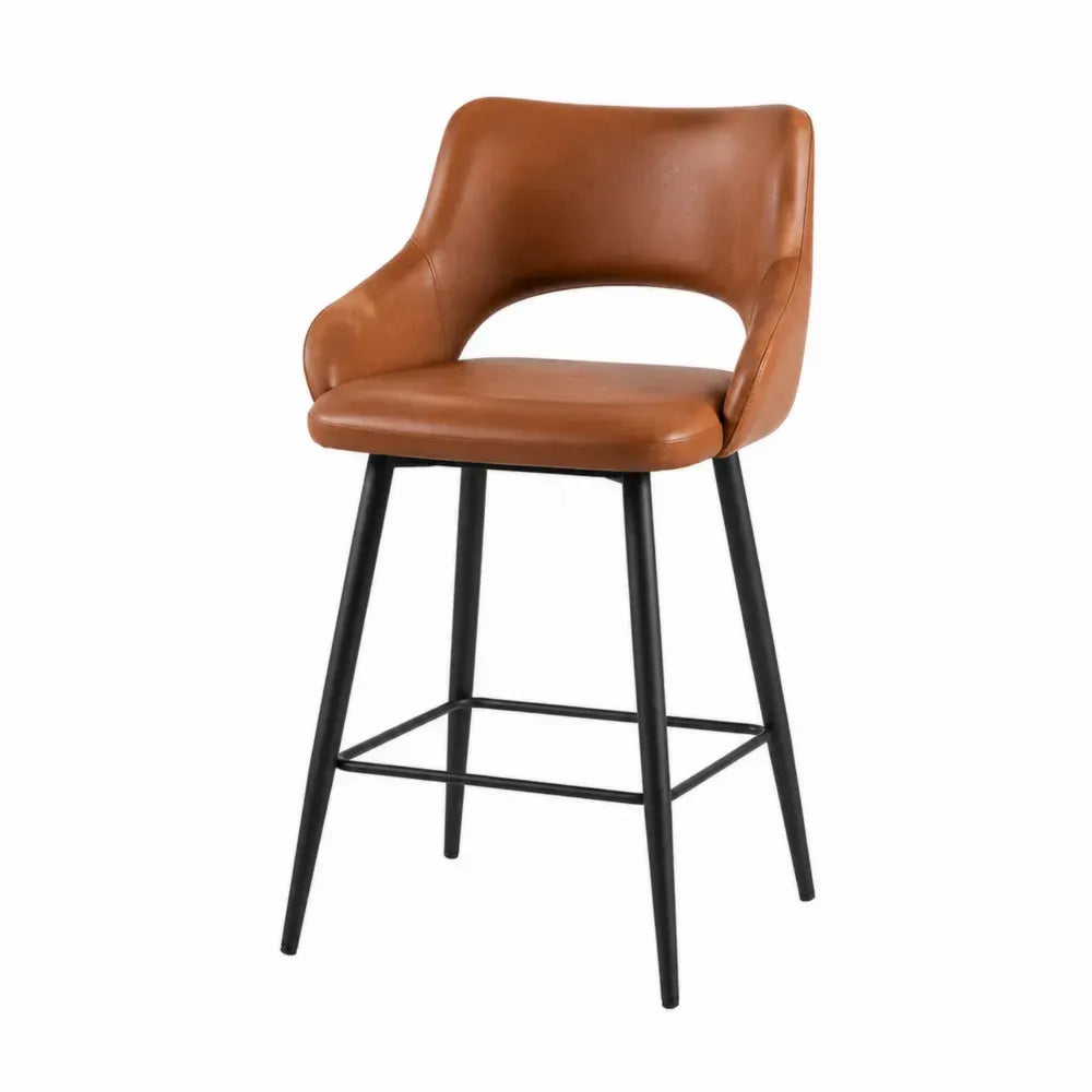 Barhocker Lederimitat Braun mit Rückenlehne 95cm