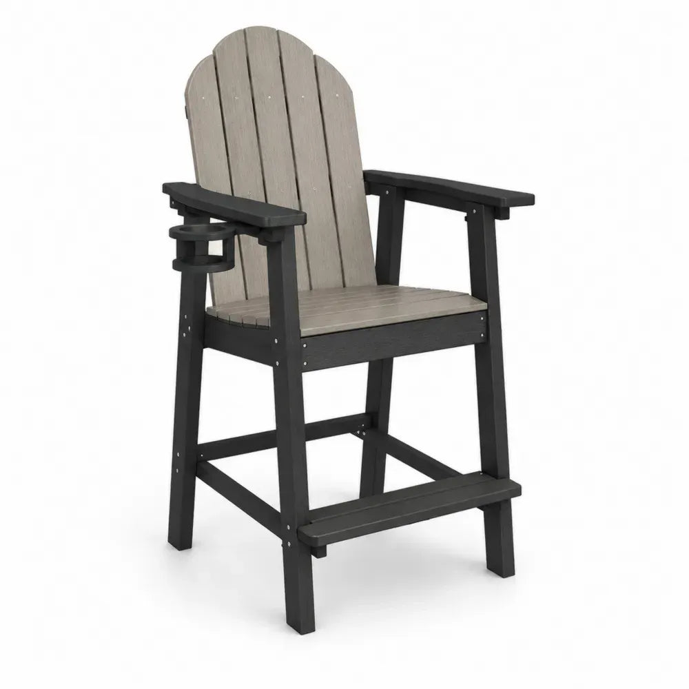Gartenstuhl Hochlehner Polyholz Schwarz/Grau 120 cm