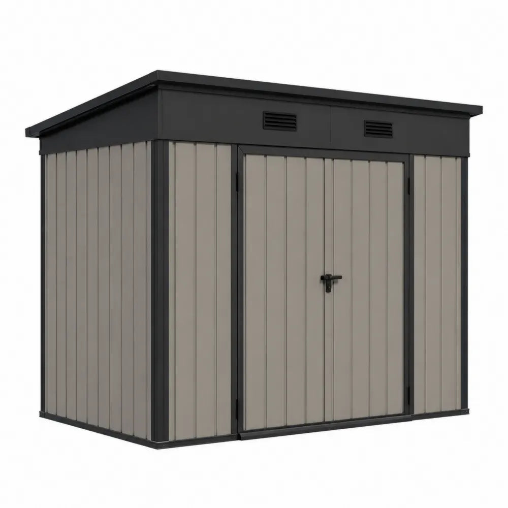 Gartenschuppen aus Stahl 213x127x185 cm Grau/Schwarz