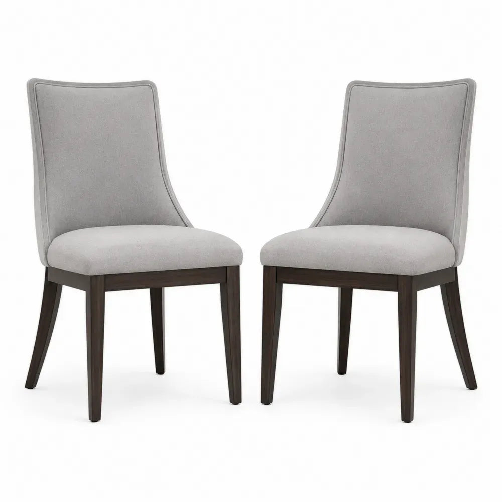 2er-Set Esszimmerstühle grauer Polyester Stoff Massivholz