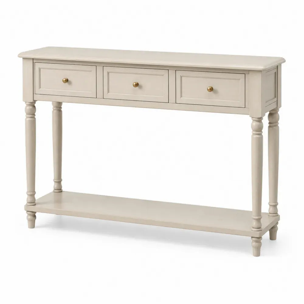 Konsolentisch aus Kiefernholz, Beige, mit 3 Schubladen
