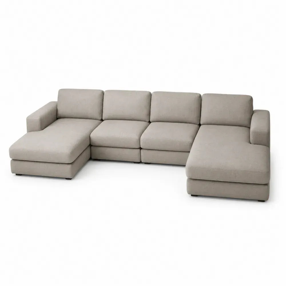 Modulares Ecksofa Polyestergewebe Beige 350x210x85cm