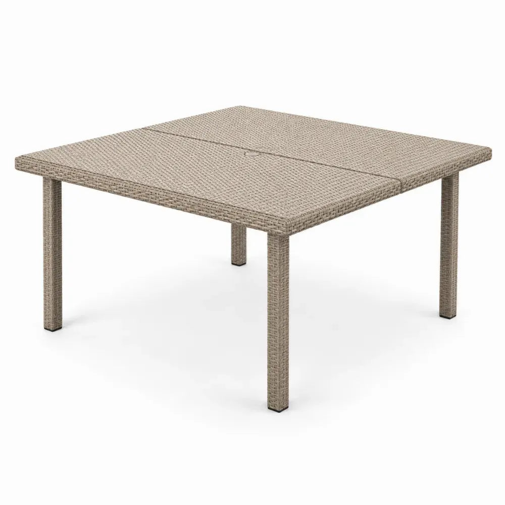 Gartentisch Quadratisch Aluminiumgestell Polyrattan Beige 90x90x75cm
