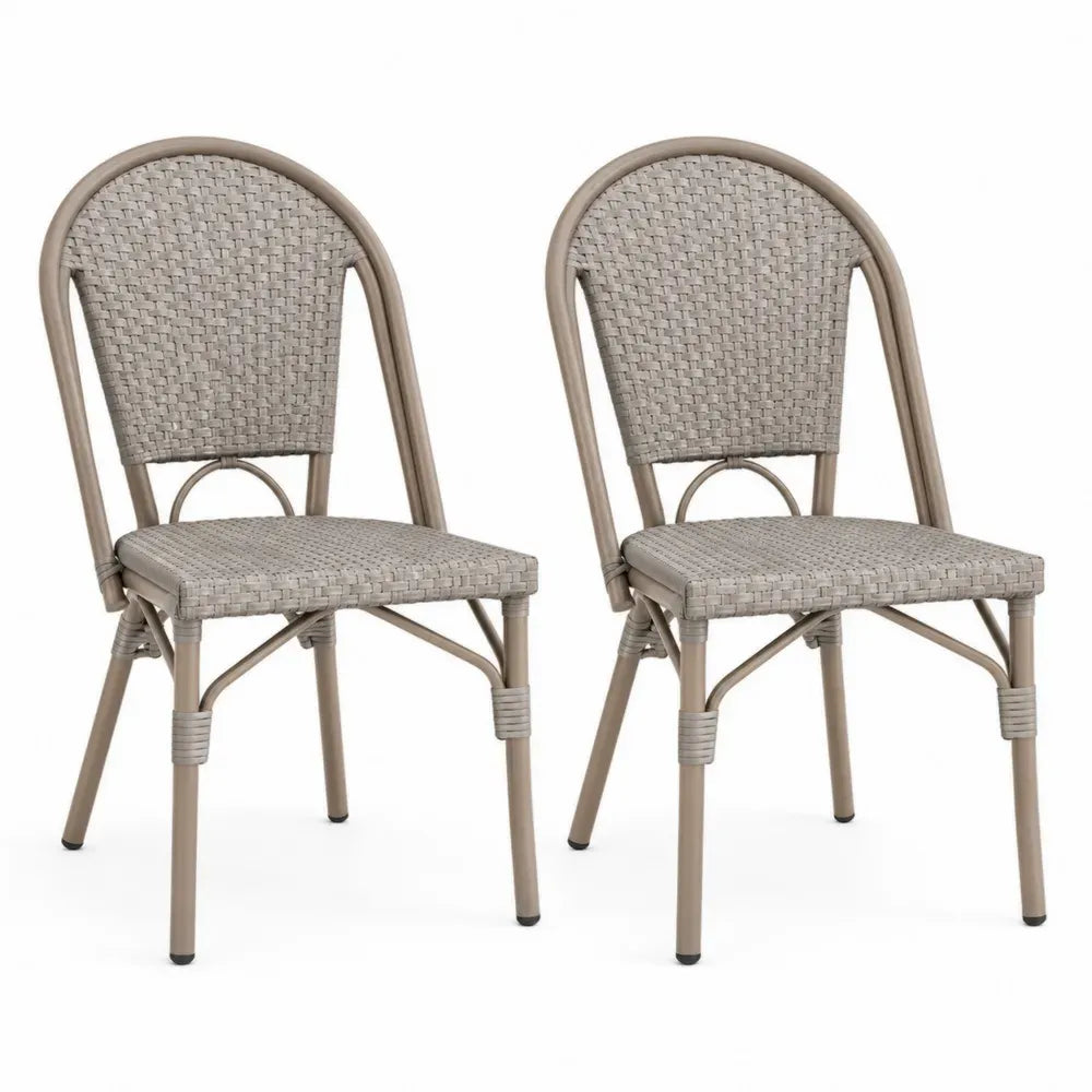 2-teiliges Set Gartenstühle Rattan Aluminium Beige