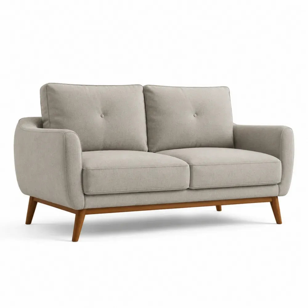 Zweisitzer-Sofa Polyester Eichenholz Beige 140cm