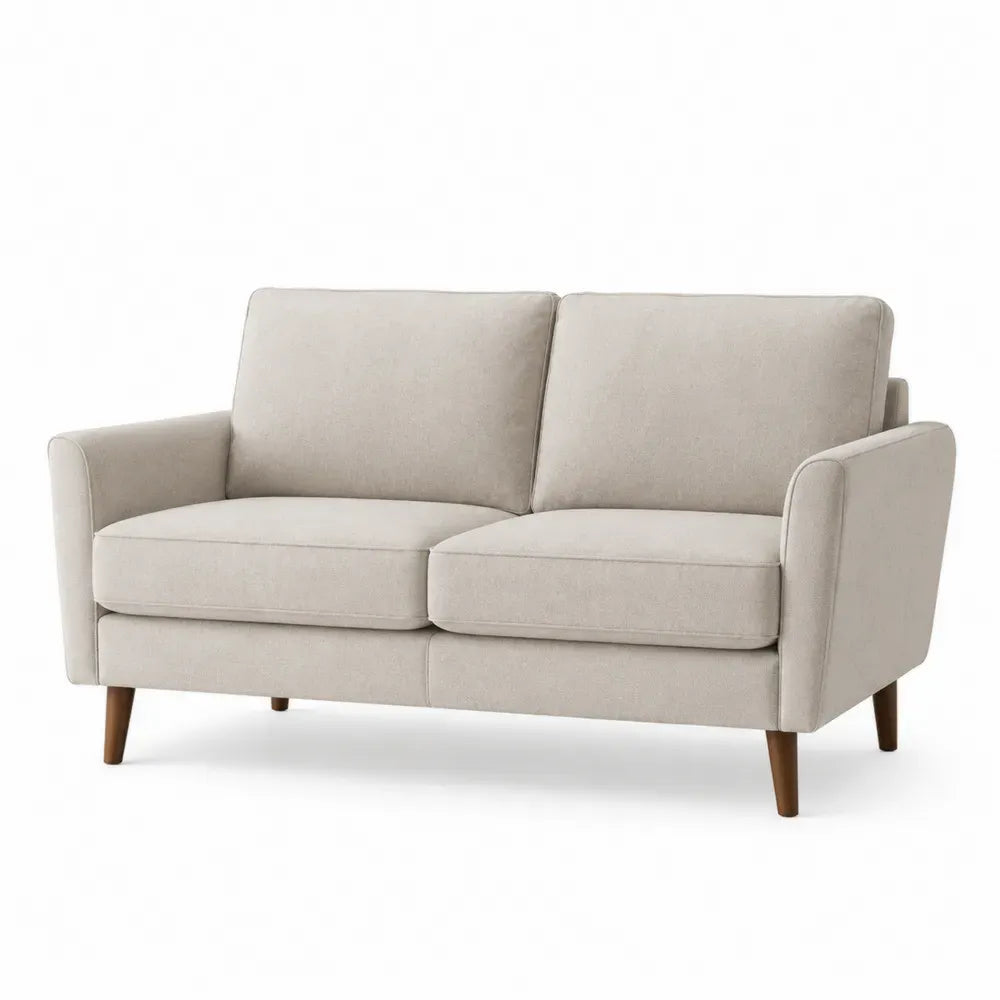 Zweisitzer Sofa Beige Stoff Kiefernholz 140 cm