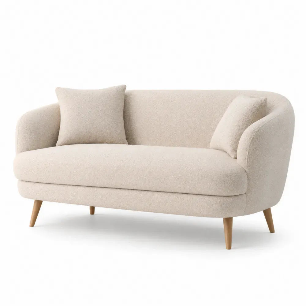 Zweisitzer-Sofa Bouclé-Stoff Holzbeine 150cm