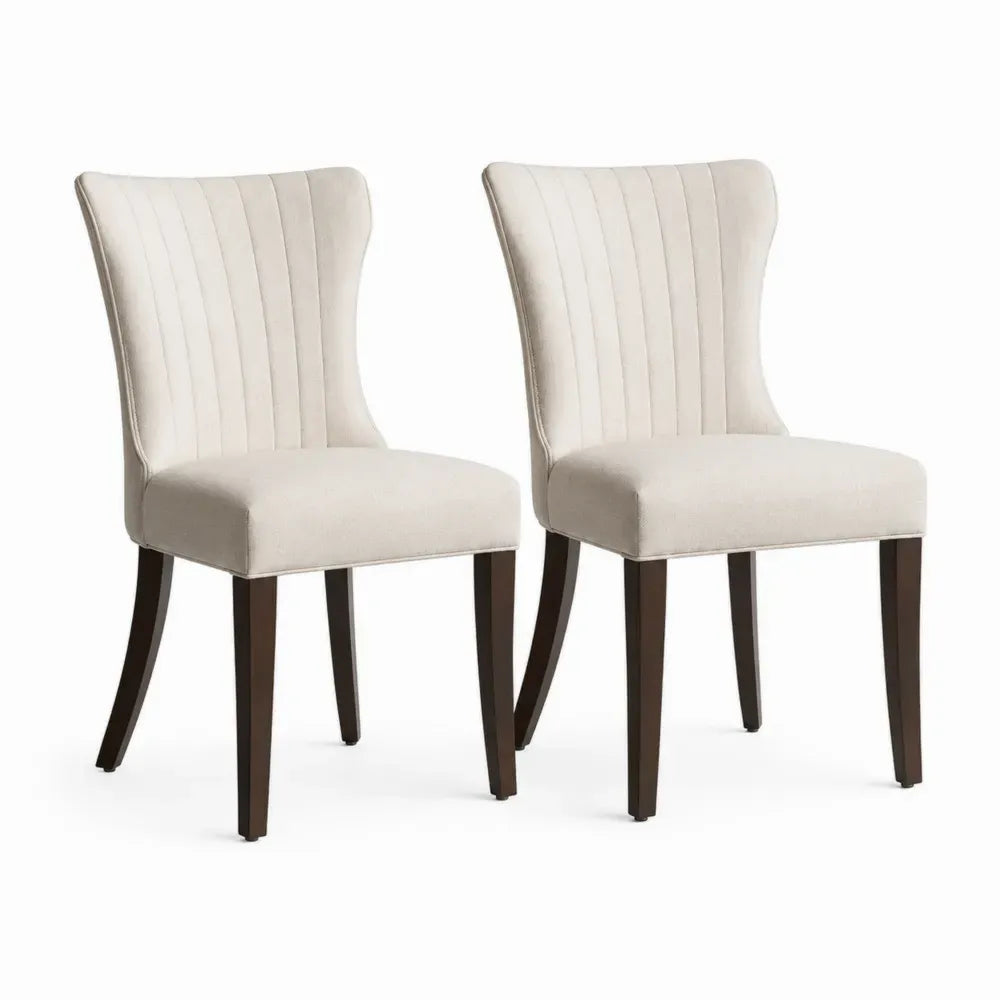 Esszimmerstühle 2er-Set, Polyester, Holzbeine, beige, 95 cm