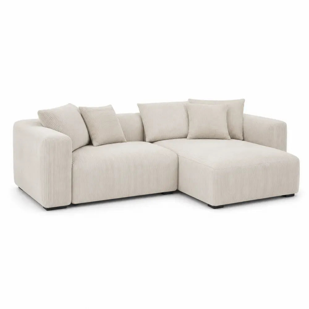 Ecksofa aus Cordstoff Beige 280x180x85 cm