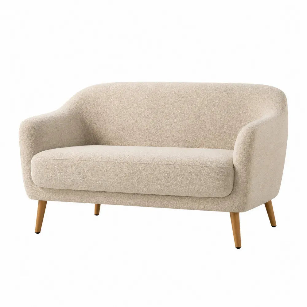 Zweisitzer-Sofa Beige Textil Holzbeine