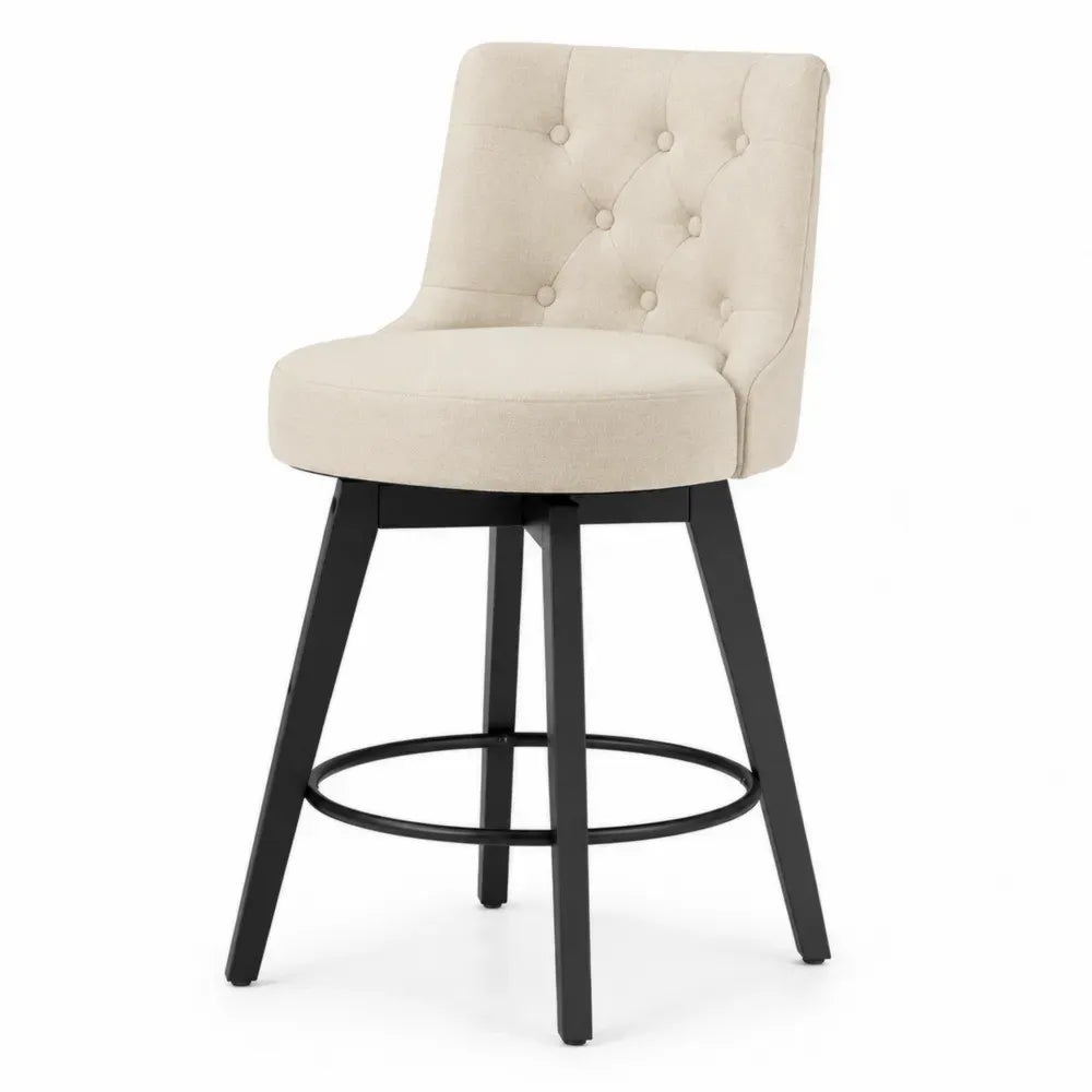 Barhocker Stoff mit Holzgestell Beige