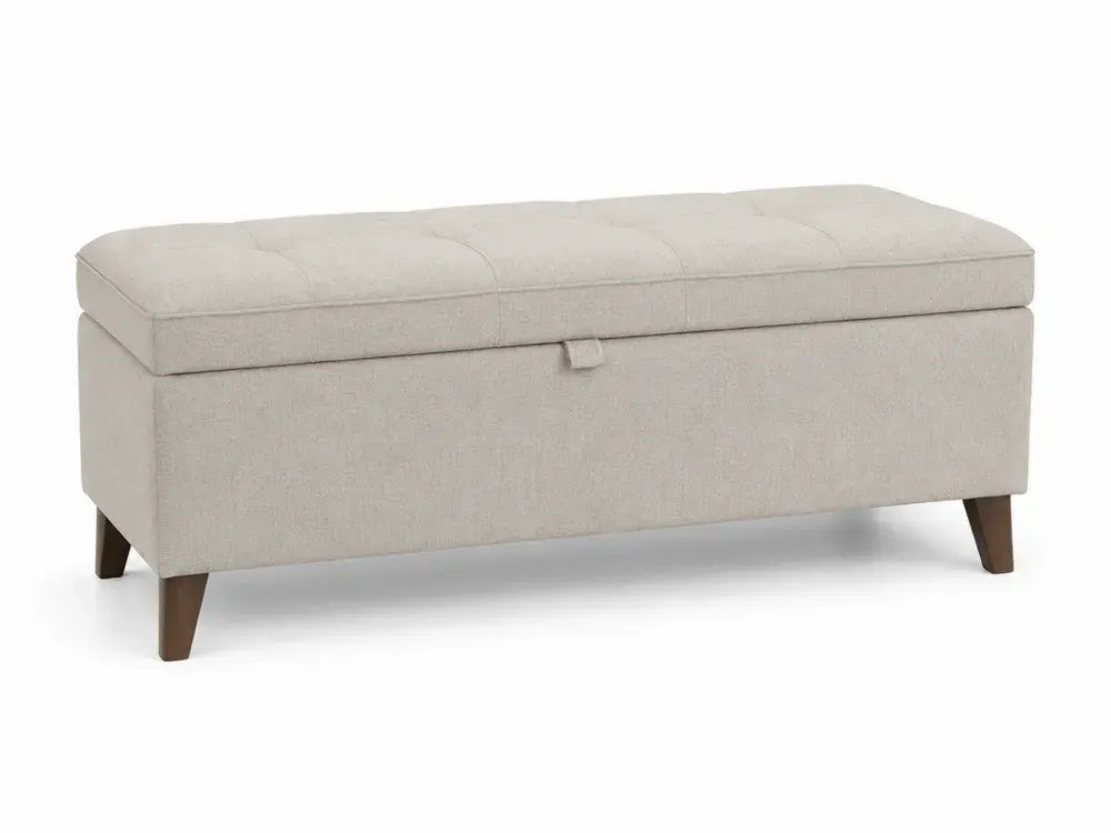 Gepolsterte Bank mit Stauraum Leinen Beige