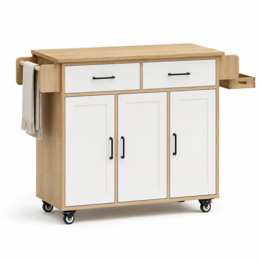 Küchenrollwagen mit Schubladen Holz Weiß