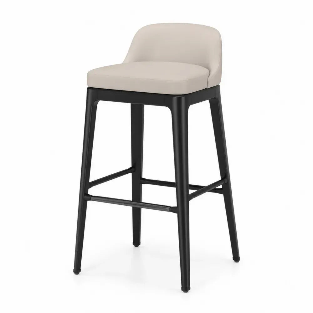 Barhocker mit PU-Leder und Stahlrahmen Beige