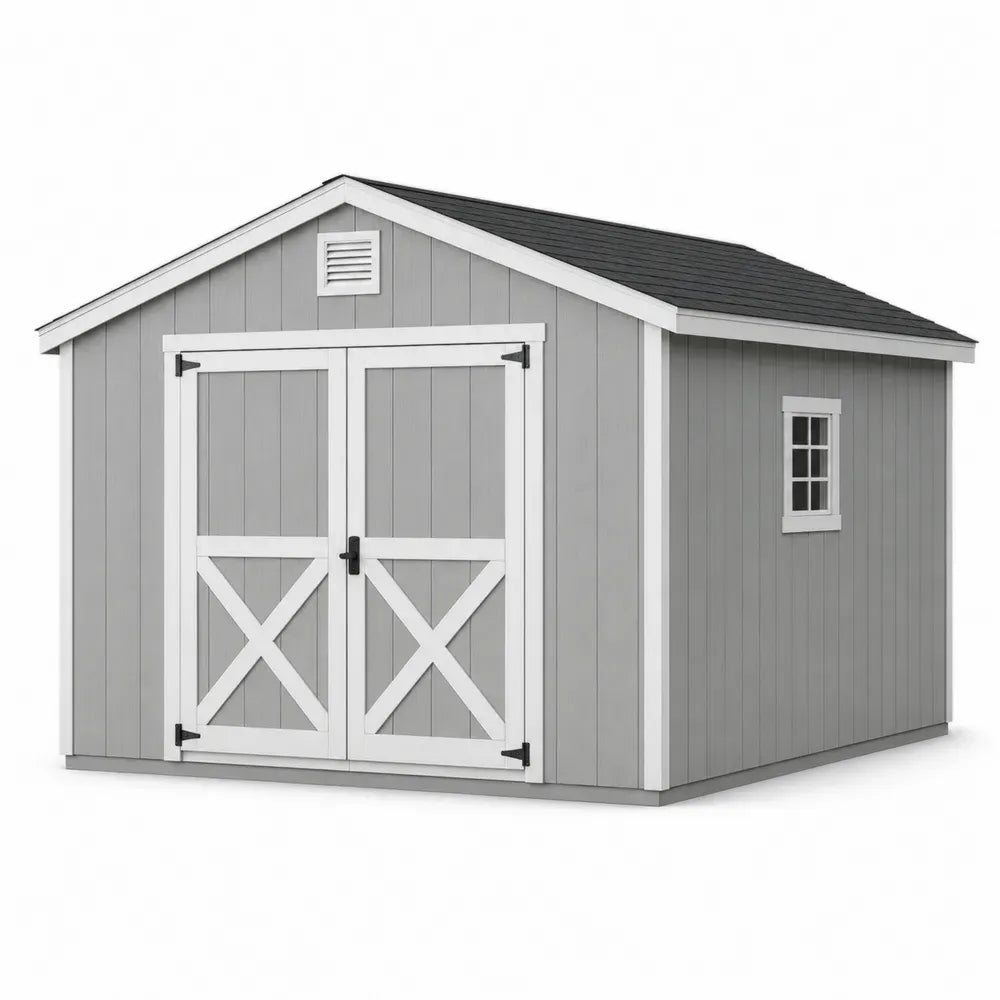 Gartenschuppen Holz 350x300x240cm Grau mit Doppeltür und Fenster