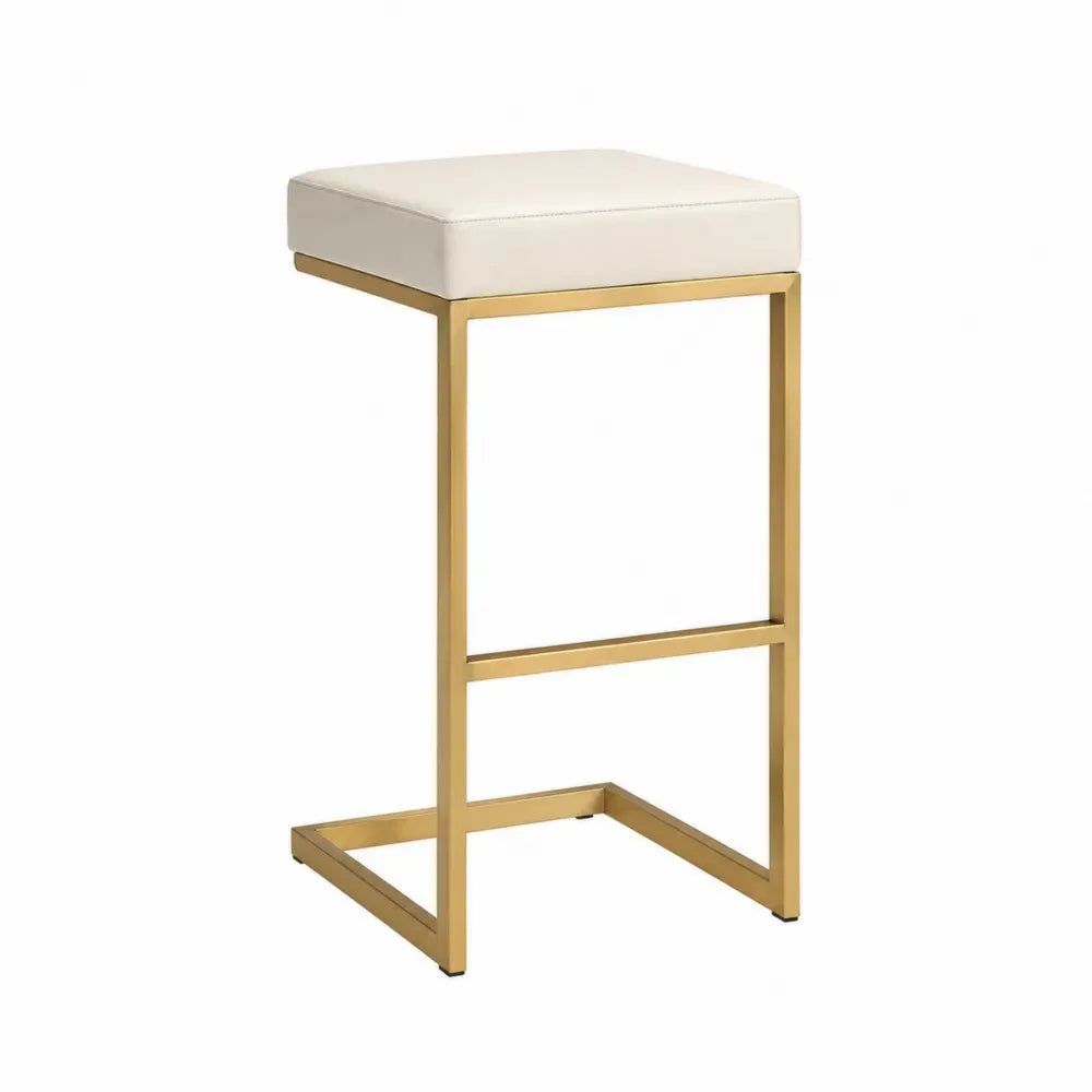 Barhocker Stahlrahmen Beige PU-Leder 75 cm Höhe