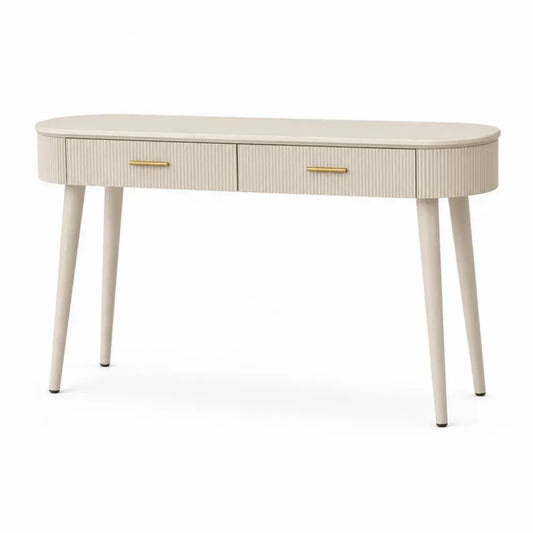 Ovaler Konsolentisch Beige 120 cm MDF Metall