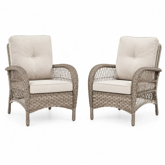 Outdoor-Stuhl-Set 2 Stück Polyrattan Hellbraun