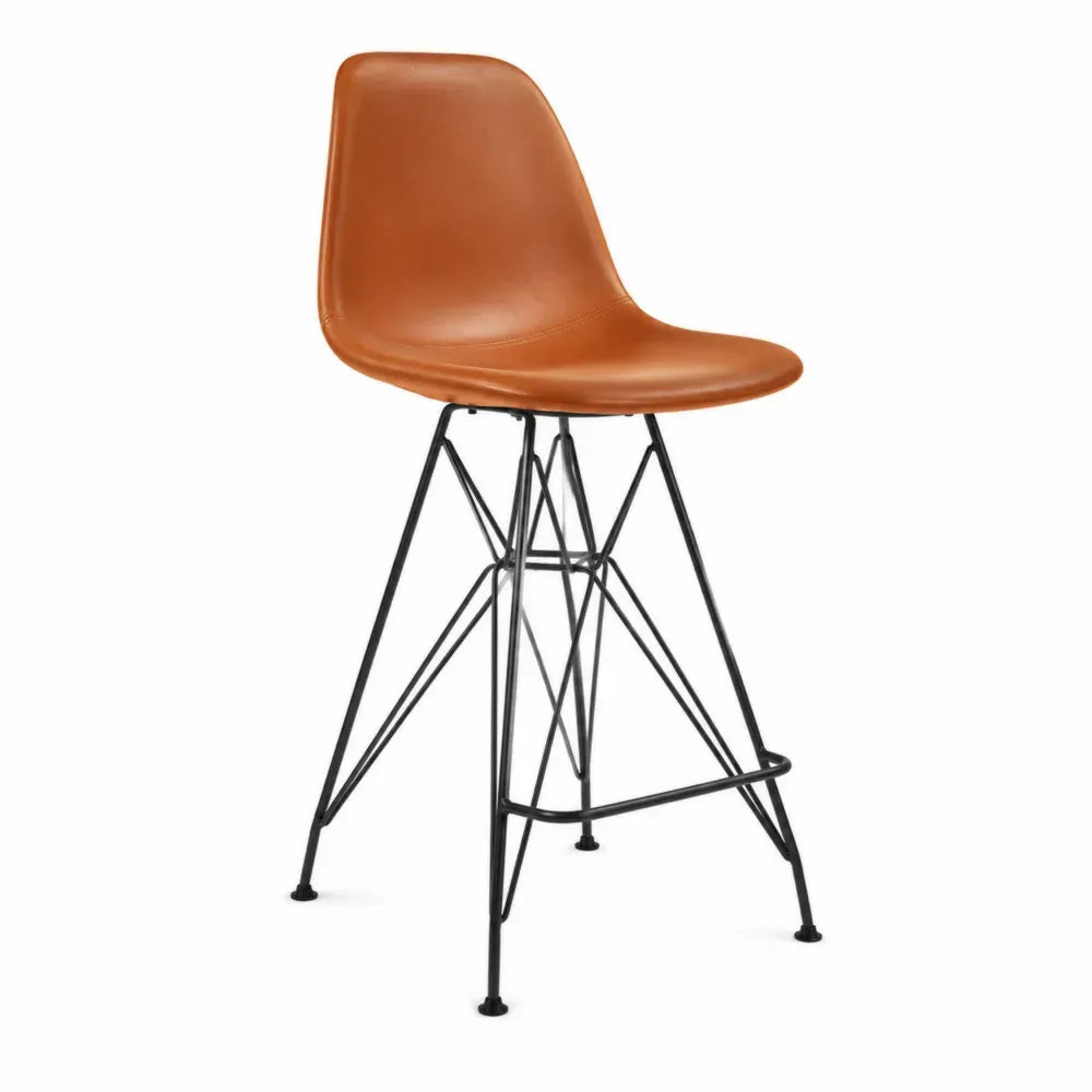 Barhocker mit PU-Ledersitz Braun Metallgestell
