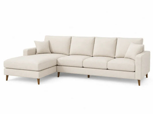 Ecksofa Beige Leinen 290x160x85cm