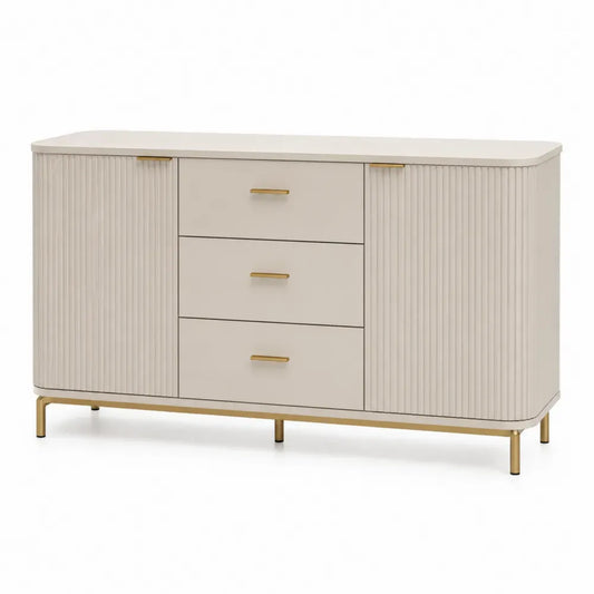 Sideboard aus MDF mit Metallgestell Beige 120cm
