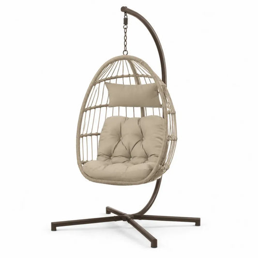 Hängesessel Stahl mit Polyesterkissen Beige