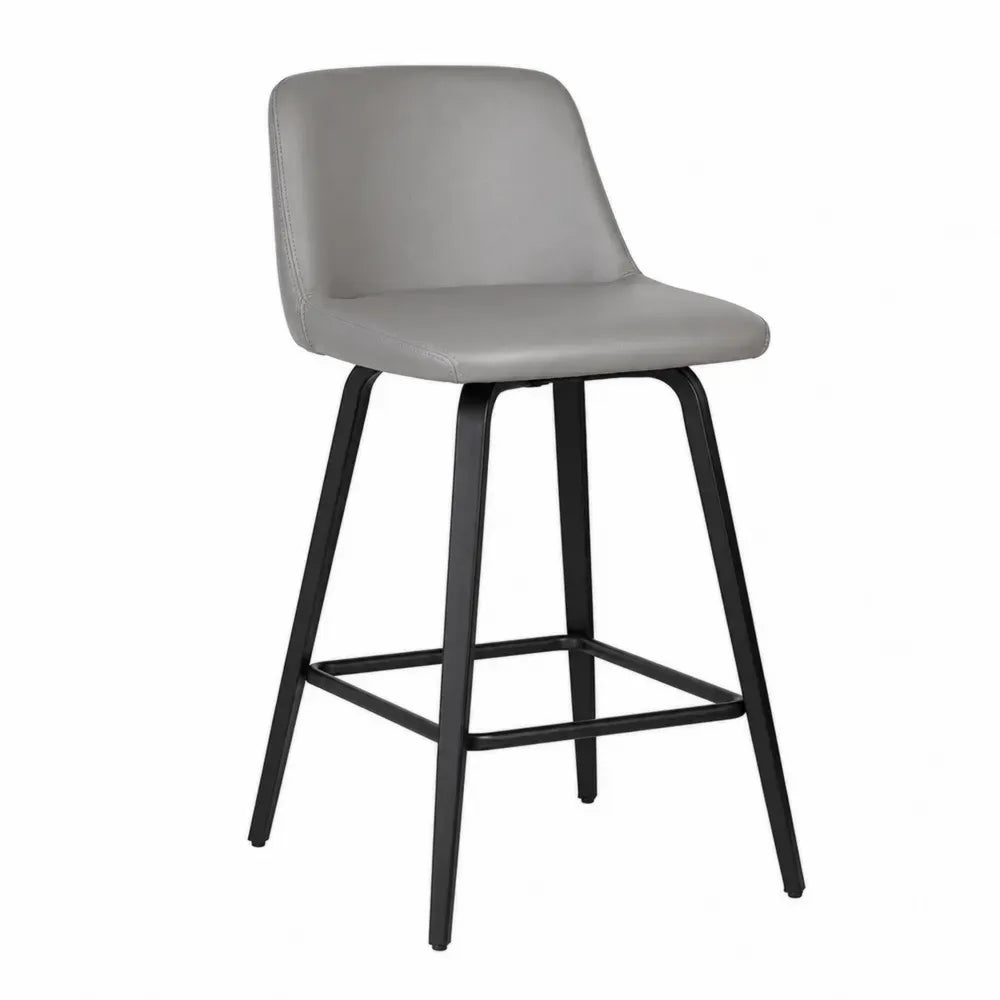 Barhocker Grau Kunstleder Metall