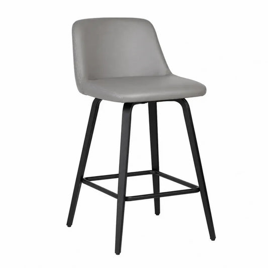 Barhocker Grau Kunstleder Metall