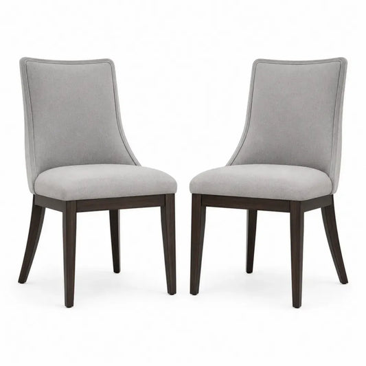 2er-Set Esszimmerstühle grauer Polyester Stoff Massivholz