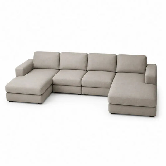Modulares Ecksofa Polyestergewebe Beige 350x210x85cm