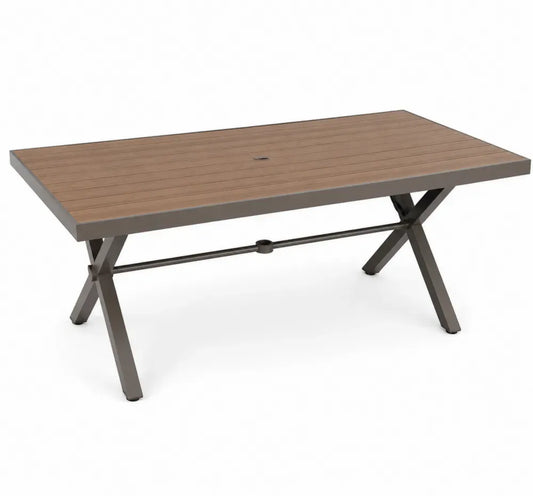 Gartentisch Aluminium Stahl Holzverbundstoff 150x90x75cm