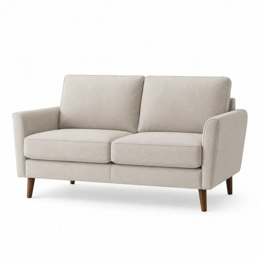 Zweisitzer Sofa Beige Stoff Kiefernholz 140 cm