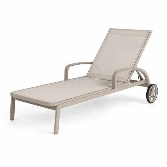Gartenliege Aluminium Textilene Verstellbar Beige 200x70x40cm