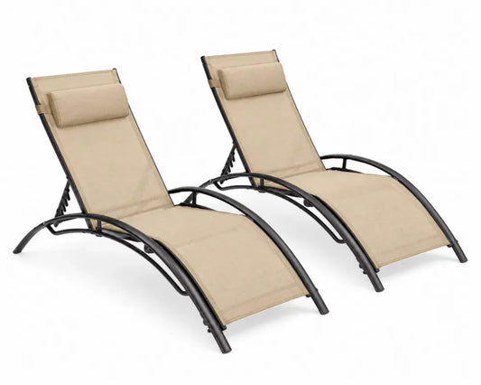 2er Set Sonnenliege Aluminium Textilene Beige