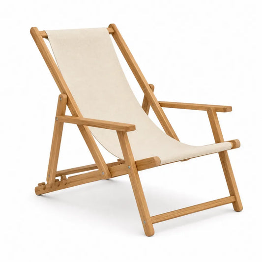 Holz Klappbarer Gartenliegestuhl Beige