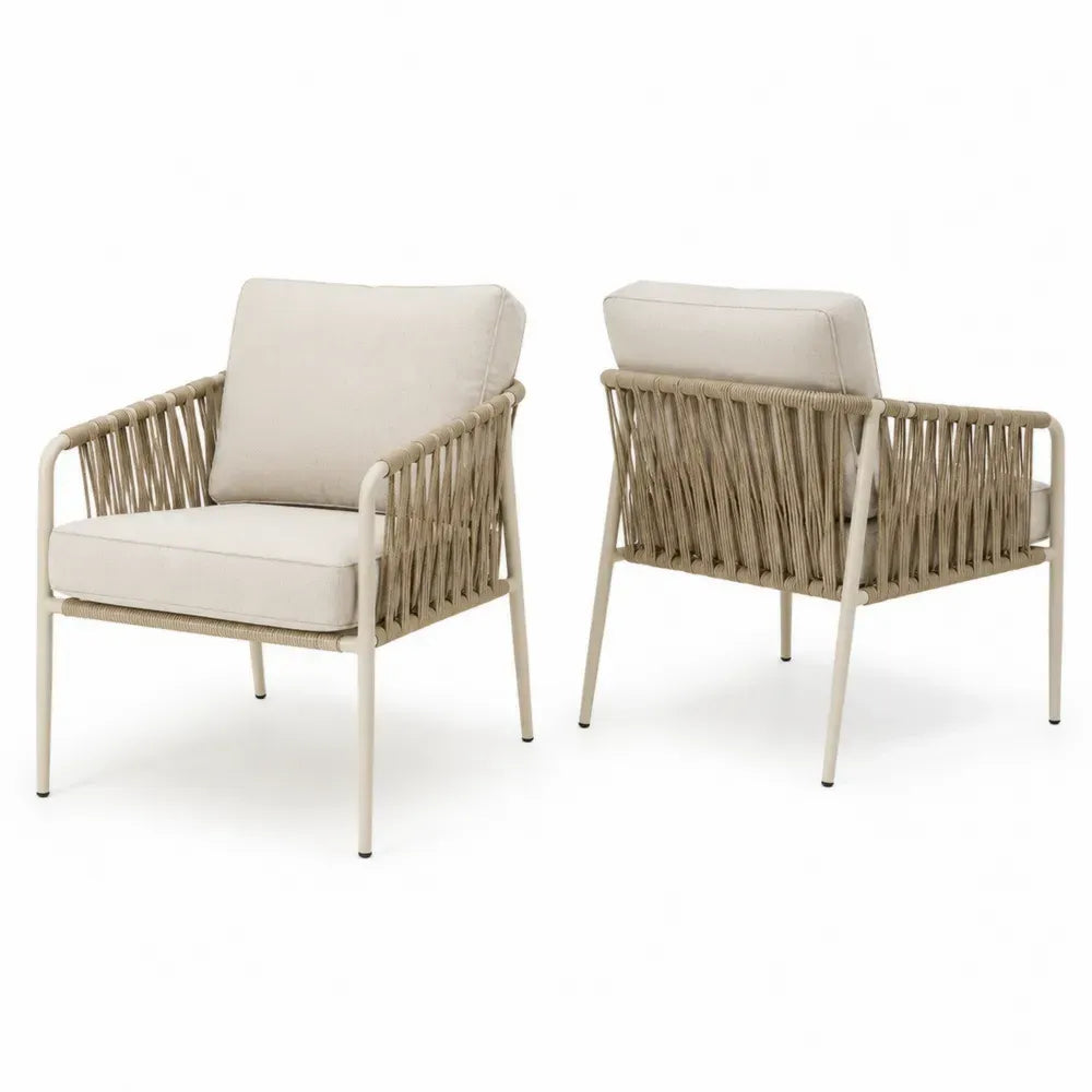 Set aus 2 Outdoor-Stühlen Aluminium Seilgeflecht Polyester