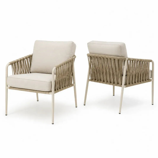 Set aus 2 Outdoor-Stühlen Aluminium Seilgeflecht Polyester