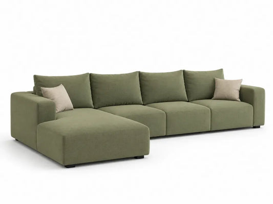 Modulares Sofa aus Leinenmischung Grün L-Form 300 cm