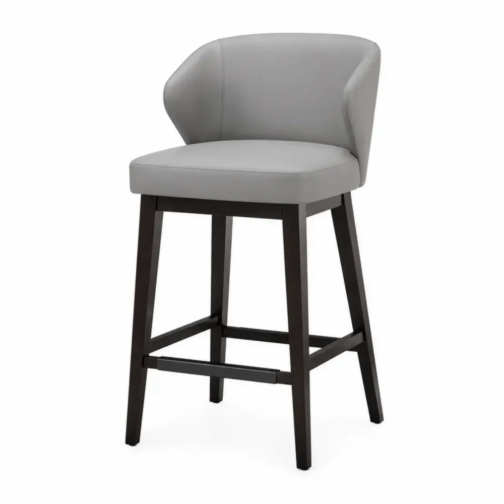 Grau Barhocker PU-Leder 75 cm Sitzhöhe Massivholzrahmen