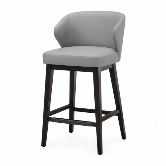 Grau Barhocker PU-Leder 75 cm Sitzhöhe Massivholzrahmen