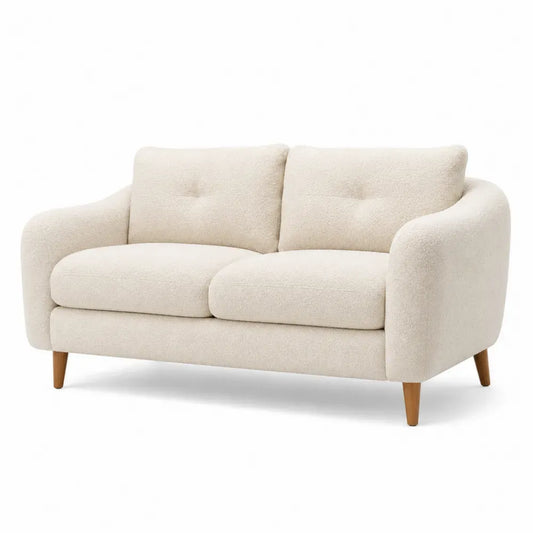 Zweisitzer-Sofa Bouclé Beige Holzbeine 150cm