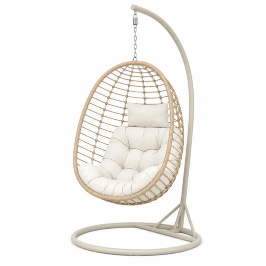 Polyrattan Hängesessel mit Stahlgestell Beige