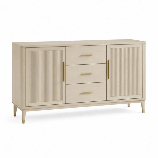 Sideboard Kommode Eichenfurnier Metall Beige 150x75x45 cm
