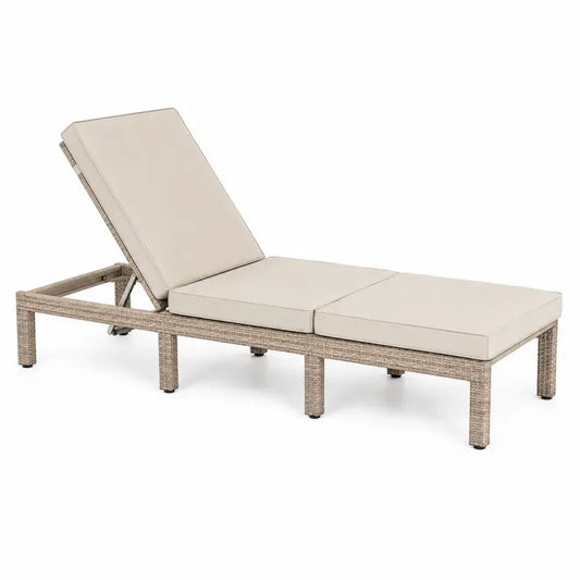 Liegestuhl Rattan verstellbar Beige Polyethylen-Rattan Aluminium inklusive Kissen
