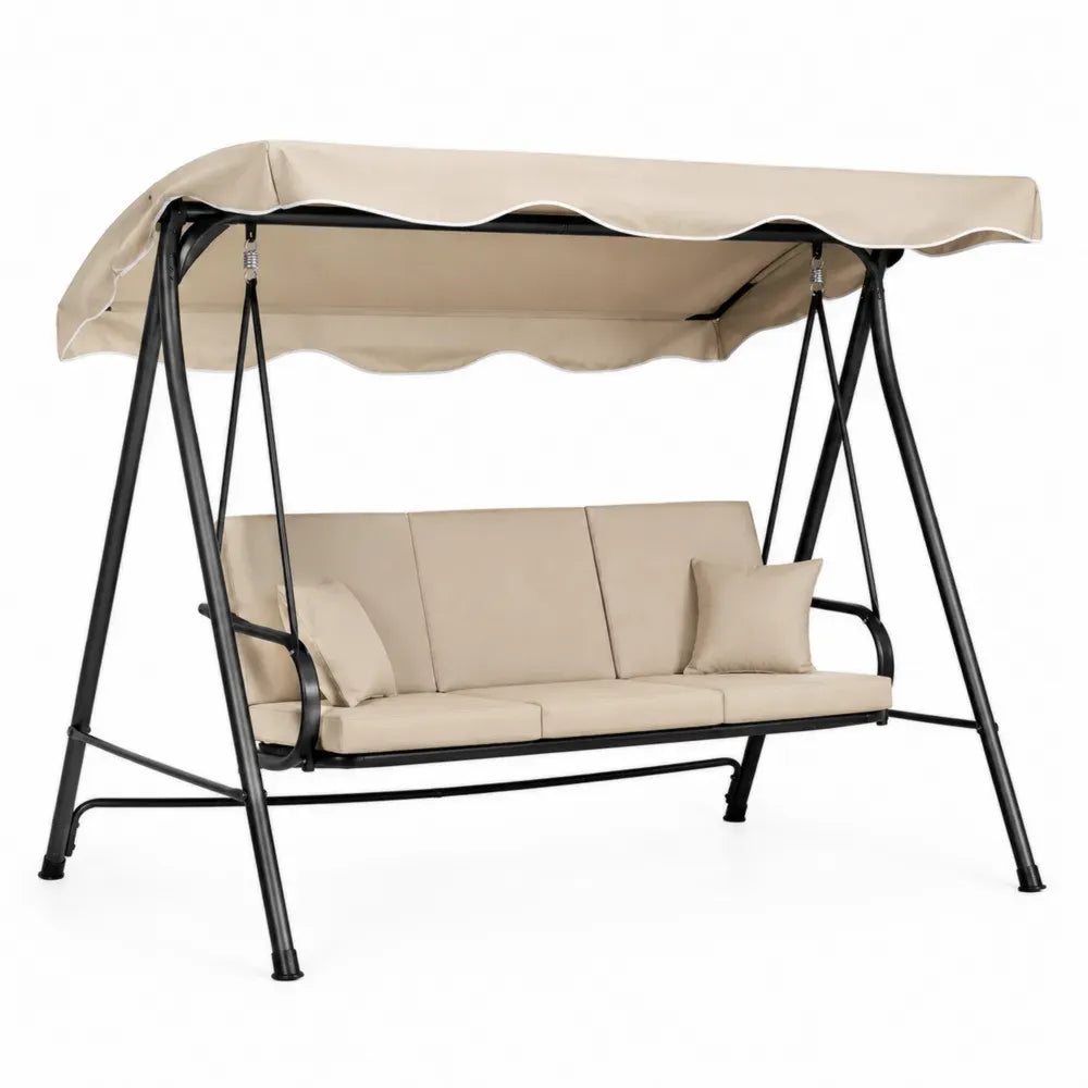 Gartenschaukel mit Baldachin Beige Stahlrahmen 190x120x167cm