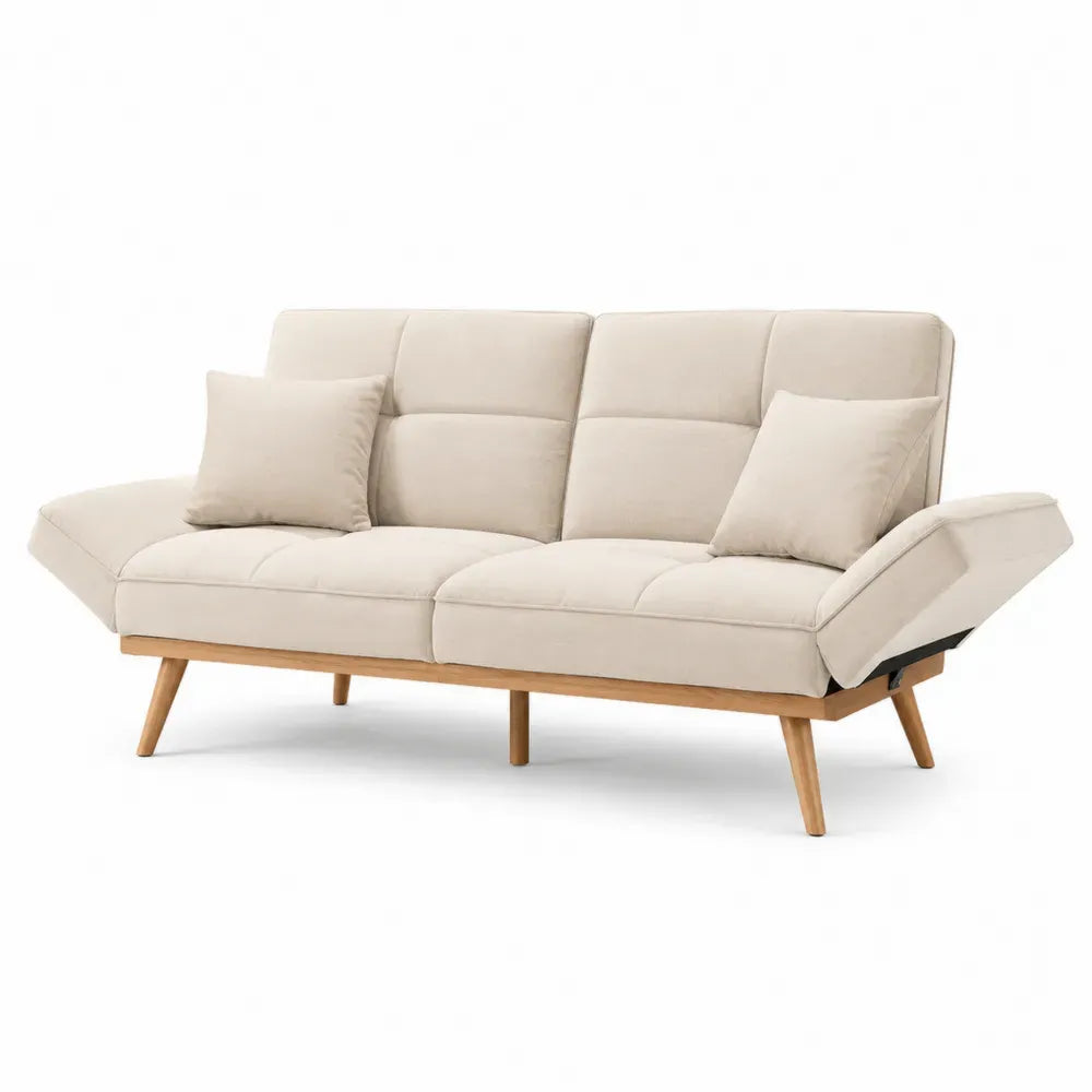 Schlafsofa beige 200x85x40 cm Holzgestell