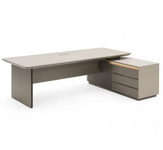 Eckschreibtisch mit Seitenschrank Holzwerkstoff Grau 200x80x75 cm